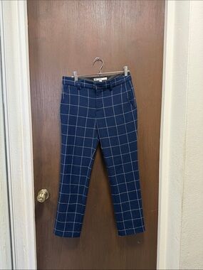 Slim Fit Navy Windowpane Dress Pants